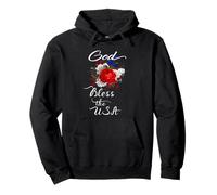 God Bless The USA Patriotic Christian Pretty Floral Swag Pullover Hoodie