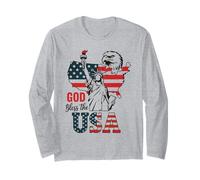 God Bless the USA Shirt Statue of Liberty Eagle Patriotic Long Sleeve T-Shirt