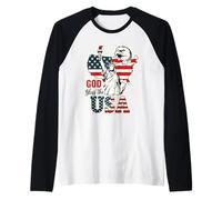 God Bless the USA Shirt Statue of Liberty Eagle Patriotic Raglan Baseball Tee