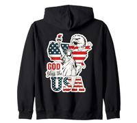 God Bless the USA Shirt Statue of Liberty Eagle Patriotic Zip Hoodie