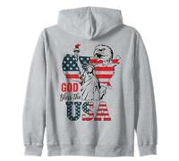 God Bless the USA Shirt Statue of Liberty Eagle Patriotic Zip Hoodie