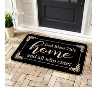 God Bless This Home Funny Welcome Doormat 29" x 17" Non-Slip Indoor Outdoor Mat for Front Porch, Entryway, or Office Rustic Door Rug for Home Decor
