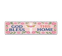 God Bless This Home Signage Floral Cross Powder Metal Tin Sign