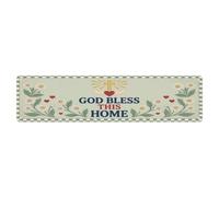 God Bless This Home Signage Floral Cross Sage Leaf Metal Tin Sign