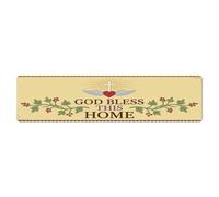 God Bless This Home Signage Floral Cross Vine Metal Tin Sign