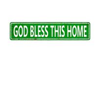 God Bless This Home Street Sign Metal Tin Signs, God Wall Decor for Home Office Cafes Bars Pub Garage Man Cave Plaque Quality Street Sign 16x4 Inch