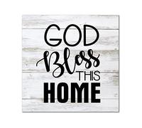 God Bless This Home Wood Sign Retro Wall Plaque Saying Quote Hanging Wall Art Sign Home Wall Decoration for Home Front Door Entryway Porch Housewarming Gift 12x12in