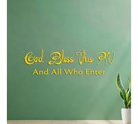 God Bless This Rv and All Who are Into Camper SUV Rvs Welcome Fine Carving Stickers It Won't Fall Off 22x79.4cm Yellow