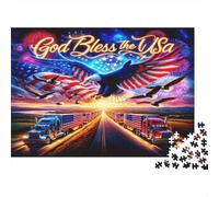 God Bless USA Art 1000pcs Jigsaw Puzzle for Adults 12+, Premium Paper, God Bless The USA, Mental Workout Activity, Family Fun, Improves Problem-Solving & Memory for All Ages 52x38cm/1000pcs