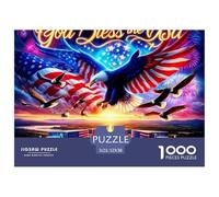 God Bless USA Art Premium Cardboard Material Precise Interlocking Pieces, Ideal Brain Game for Relaxation, Stress Relief And Daily Leisure 52x38cm/1000pcs