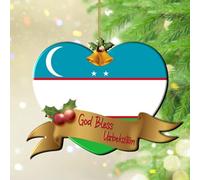God Bless Uzbekistan Christmas Ornaments America Hispanic Country European Asia Africa Flags Round Christmas Tree Ornament Keepsake World State Map Flag Acrylic Christmas Bauble Tree Decorations