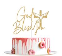 God Bless You Cake Topper, God Bless On Your Confirmation, Blessing for You, Religious Baptism Christening Baby 1st Birthday Party Decorations, Gold Glitter
