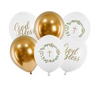 PartyDeco Balony Lateksowe I Komunia Więta God Bless Zestaw Balonów Garanda Balonowa