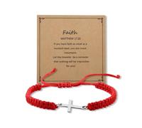 God Bless You Gifts for Women Men Faith Cross Bracelet Communion Confirmation Christening Baptism Gift for Godson Goddaughter, S, Zinc, no gemstone