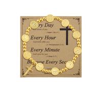 God Bless You Gifts for Women Men Faith Cross Bracelet Communion Confirmation Christening Baptism Gift for Godson Goddaughter, S, Zinc, no gemstone