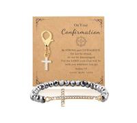 God Bless You Gifts for Women Men Faith Cross Bracelet Communion Confirmation Christening Baptism Gift for Godson Goddaughter, Confirmation Cross Bracelet Keychain, S