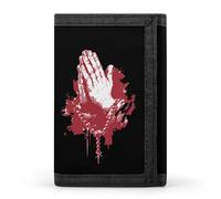 God Blessed Praying Hands Men's Trifold Wallet Minimalist Slim Wallets with Card Holder Keychain