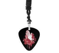 God Blessed Praying Hands Womens Guitar Pick Necklace for Men Pendant with Chain Music Accessory