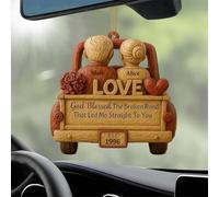God Blessed The Broken Road That Led Me Straight to You, Personalized Old Couple in Car Wood Ornament for Christmas Tree, Rearview Mirror Decor, Custom Gift for Husband Wife, Him or Her