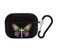 God Butterfly Bluetooth Earphone Case Compatible with Airpods Pro Hard Protective Case with Keychain