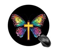 God Butterfly Mouse Pad Round Mouse Mat Waterproof Mousepad with Non-Slip Rubber Base