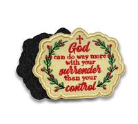 God Can Do Way More with Your Surrender Morale Patch 3 Inches Funny Christian Cross Faith Embroidered Hook and Loop Patches for Dog Harness Vest & Backpack Military Uniforms Gifts Mom