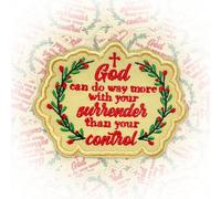 God Can Do Way More With Your Surrender Patch 3 Inches Funny Cross Christian Faith Iron On/Sew On Embroidery Fabric Applique Patches Religious for Backpack Vest Hat Dog Harness Military Uniforms Gifts