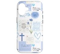 God Christian Jesus Saves Bible Verse Collage Blue Aesthetic Case for iPhone 16