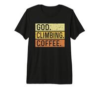 God Climbing Coffee Jesus Mountain Climbing Premium T-Shirt