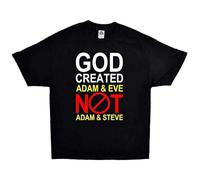 God Created Adam & Eve Not Adam & Steve Against LGBT Gay Lest-Shirt College Tee Crew Neck Unisex Short Sleeve T-Shirt XXXL Black