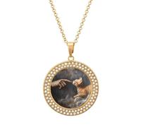 God Created Cats Women's Necklaces Round Alloy Pendant Necklace Minimalist Jewelry