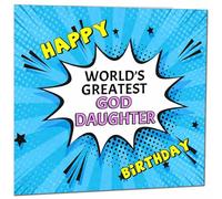 God Daughter Birthday Card - World's Greatest - Comic Book Pop Art Style Birthday Card for God Daughter