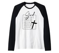 GOD Designed Me Created Me Blesses Me Forgives Me Christian Raglan Baseball Tee
