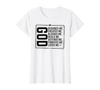 God Designed me. Created me. Blesses me. Heals me. Value Graphic T-Shirt, Women, White, L