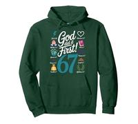 God Did It First Religious Message for Faithful Followers Pullover Hoodie, Adult Unisex, Dark Green, Small