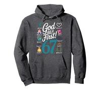 God Did It First Religious Message for Faithful Followers Pullover Hoodie, Adult Unisex, Dark Heather Grey, XX-Large