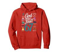 God Did It First Religious Message for Faithful Followers Pullover Hoodie, Adult Unisex, Red, Small