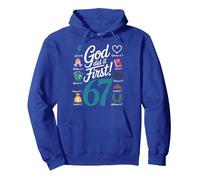God Did It First Religious Message for Faithful Followers Pullover Hoodie, Adult Unisex, Royal Blue, X-Large