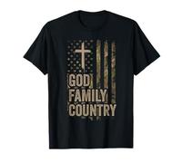 God Family Country Camo USA Flag Christian Dad Men Hunting T-Shirt