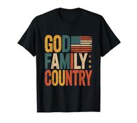 God Family Country Freedom - Patriotic Christian US Flag T-Shirt