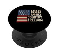 God Family Country Freedom USA Flag Christian Jesus Faith PopSockets Adhesive PopGrip