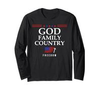 God Family Country US Flag Christian Saying Freedom Jesus Long Sleeve T-Shirt