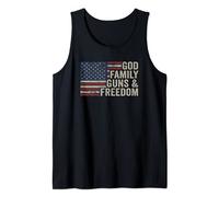 GOD FAMILY GUNS & FREEDOM - Pro Gun Vintage USA Flag Tank Top