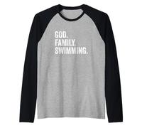 God Family Swimming Raglan Baseball Tee