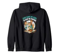 God Gave Me Kids To Keep Me Praying Christian Dad Zip Hoodie