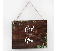 God Gave Me You Wooden Sign Gallery Wall Decor Modern Bible Verses Religious Signs Rustic Established Wood Sign for Kitchen Bedroom Front Door 10x12 Inch