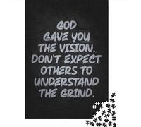 God Gave You The Vision - Christian Hustle Quote 1000-Piece Puzzle for Adults, 70x50cm/1000pcs; White Cardboard for Steady Handling; for Progress Whenever Time Allows