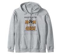 God Gifted Me Two Titles Mom And GiGI Leopard Mothers Day Zip Hoodie