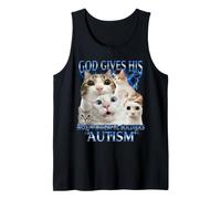 God Gives His Most Powerful Soldiers Autism Awareness Cat Tank Top