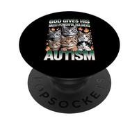 God Gives His Most Powerful Soldiers Autism Funny Cats Meme PopSockets Adhesive PopGrip